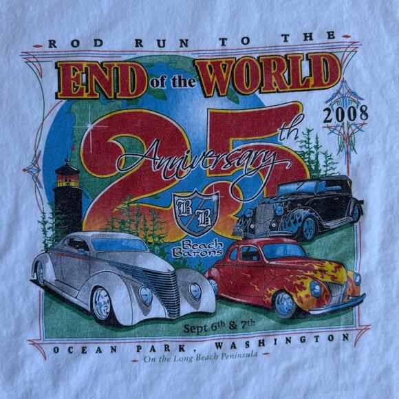 Vintage Washington Ocean Park Hot Rod 2008 Car Show ONP White Shirt Size 2XL - Picture 3 of 6